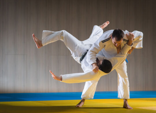 Judo sport training in the sports hall